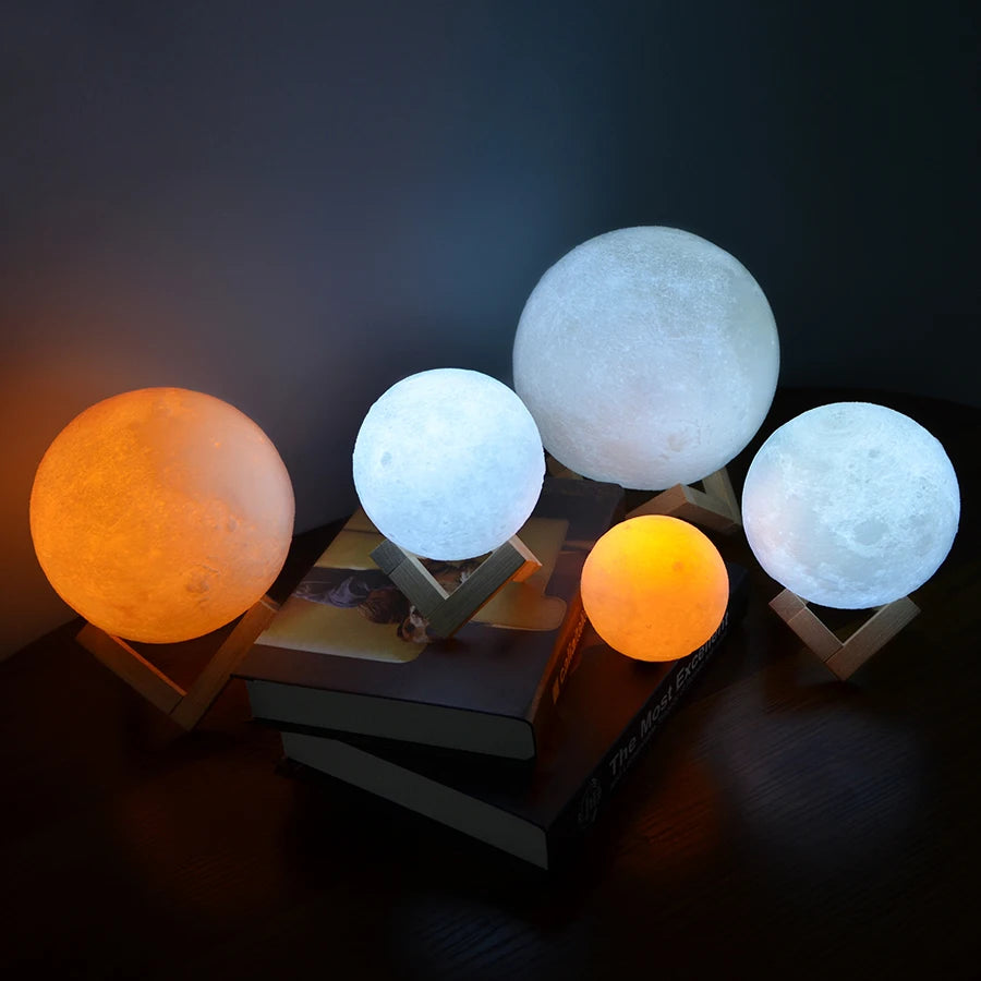 3D Printed Star Moon Lights Colorful Rechargeable Touch Night Lamps Home Decor Creative Gift USB LED Night Light