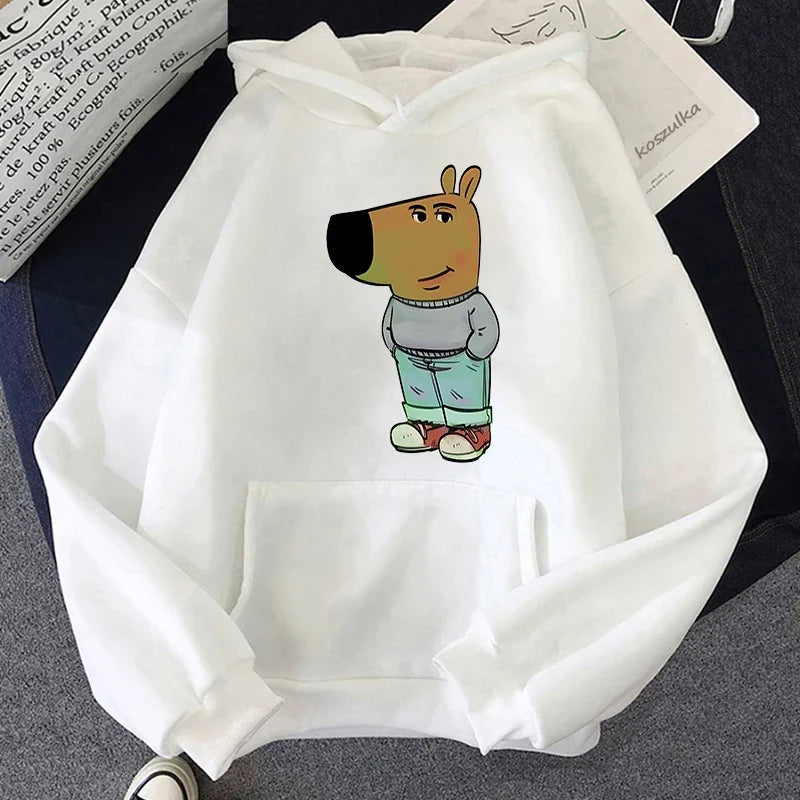 Chill Guy Dog Meme Print Hoodie Harajuku Pullover Tops Man Woman Sweatshirts Fans Gift Unisex Fashion Casual Autumn Winter Tops