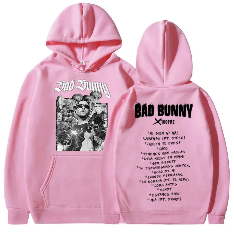 Rapper Bad Bunny Trendy Fashion Hoodie Music Album Pattern Hoodie Unisex