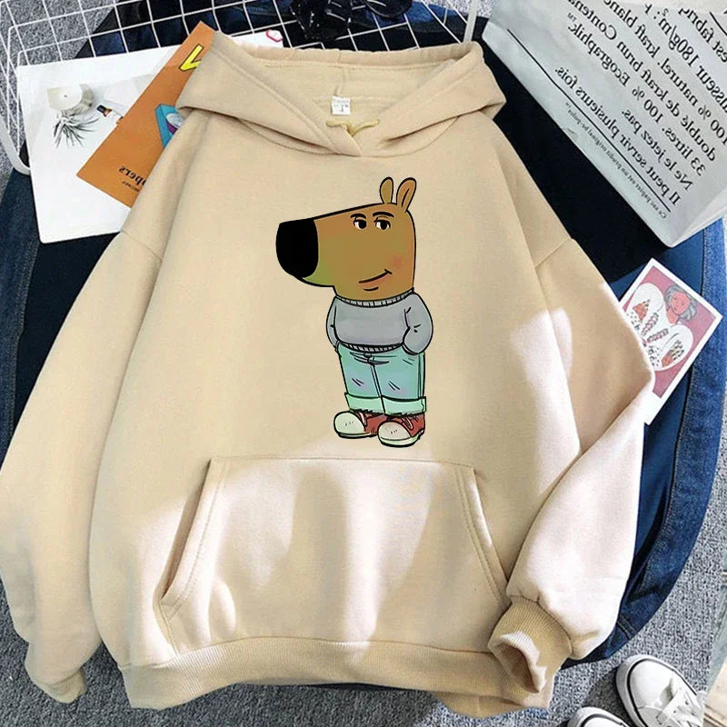 Chill Guy Dog Meme Print Hoodie Harajuku  Pullover Tops Man Woman Sweatshirts Fans Gift Unisex Fashion Casual Autumn Winter Tops