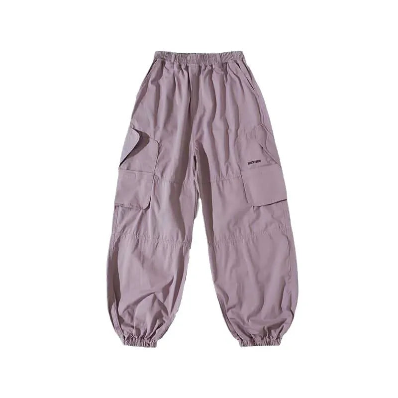 Spring Autumn New Style Loose-Fit Children's Trousers For Girls Casual Chaki Pink Cargo Pants Midwaist Length