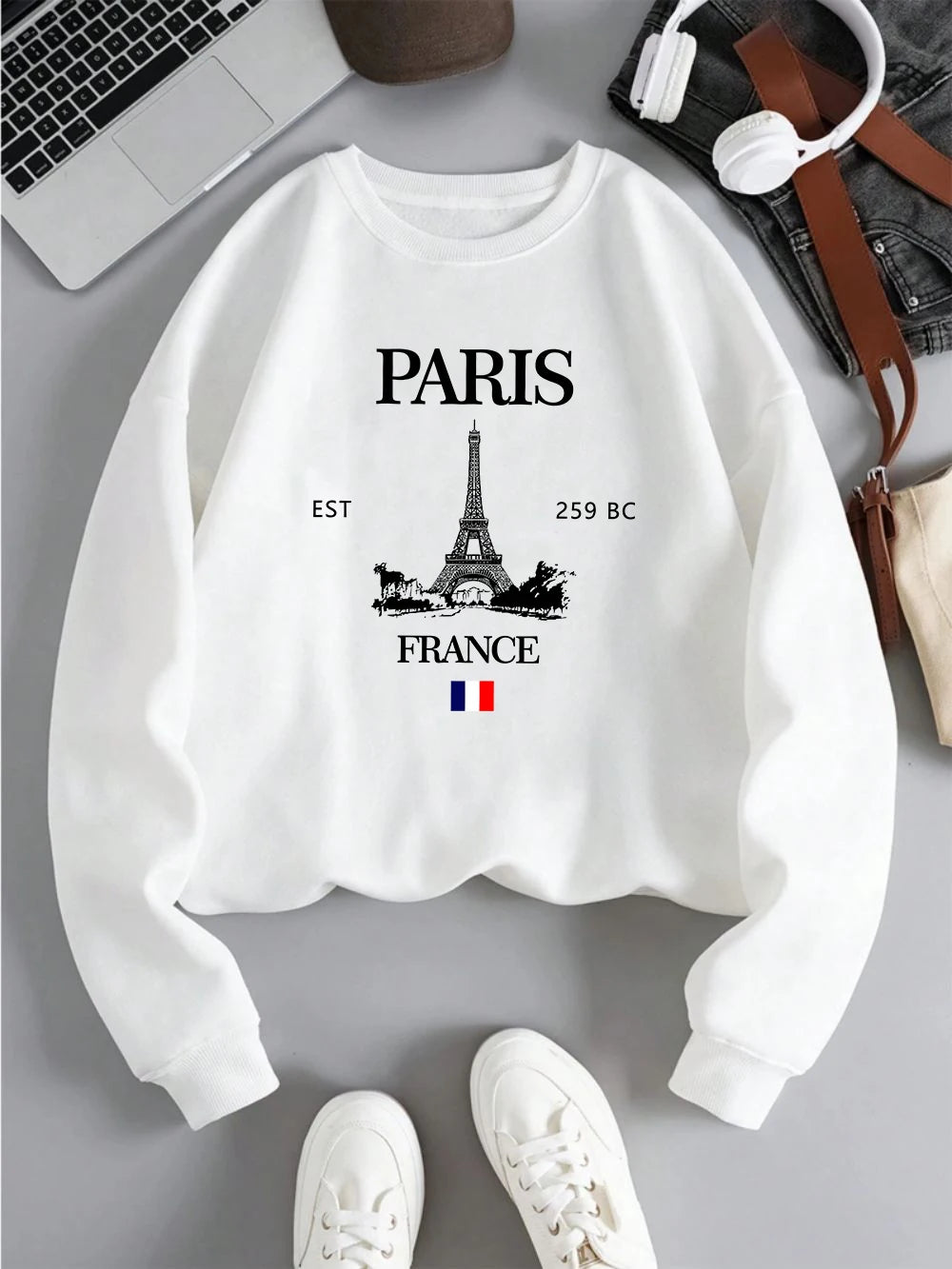 Fashion Womens Hoodie Paris France Eiffel Tower Printing Sweatshirt Warm Fleece Comfortable Pullovers Autumn Female Streetwear