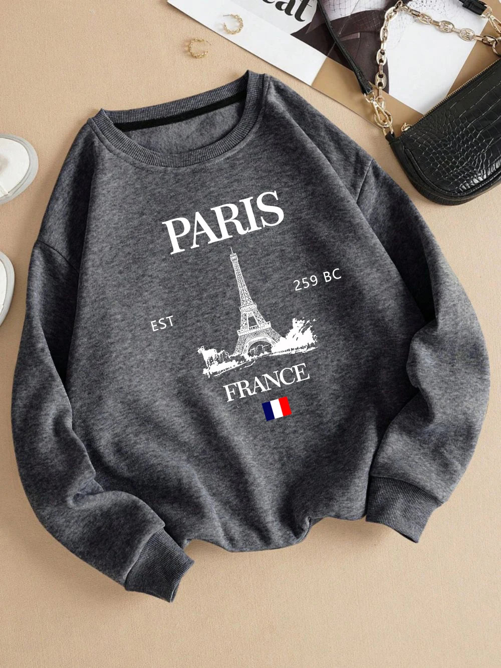 Fashion Womens Hoodie Paris France Eiffel Tower Printing Sweatshirt Warm Fleece Comfortable Pullovers Autumn Female Streetwear