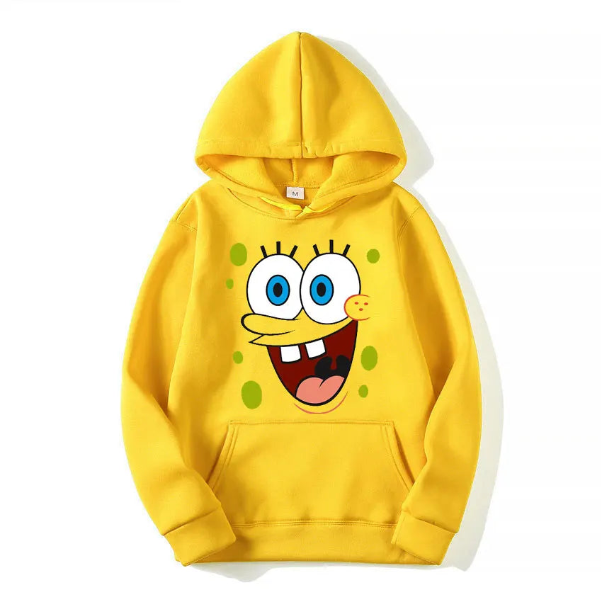 SpongeBob Cartoon Anime Women Hoodie 2024 New Fashion Yellow Men Pullover Tops Spring Autumn Couple Sweatshirt Clothing