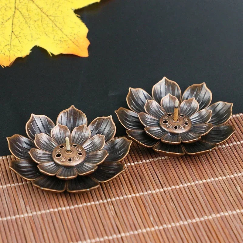 Incense Stick Holder Alloy Lotus Line Incense Burner Yoga Sage Sandalwood Coil Base Bronze Crafs Home Decor Christmas Gift