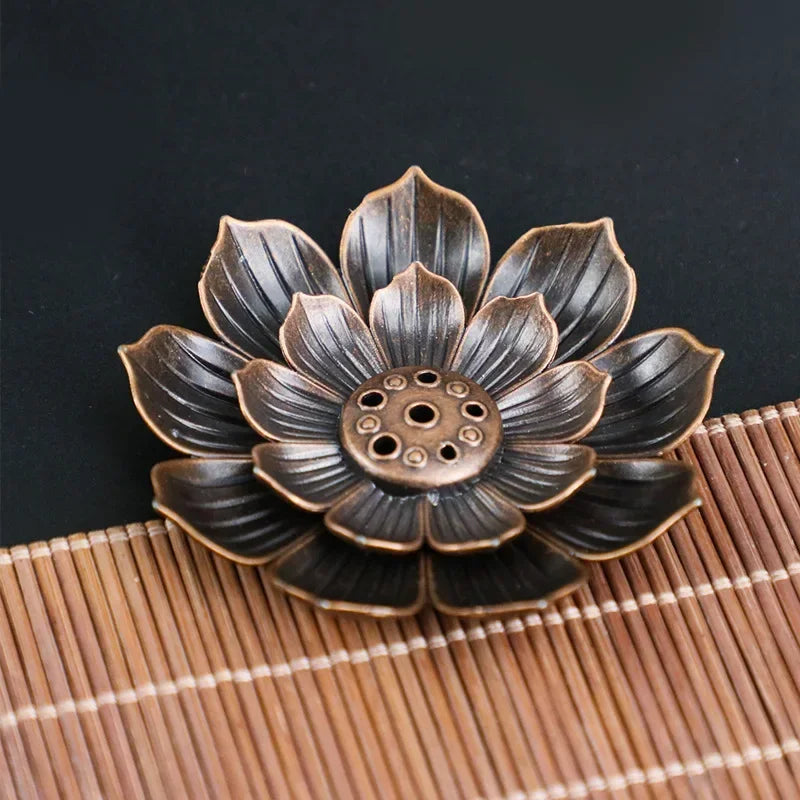 Incense Stick Holder Alloy Lotus Line Incense Burner Yoga Sage Sandalwood Coil Base Bronze Crafs Home Decor Christmas Gift