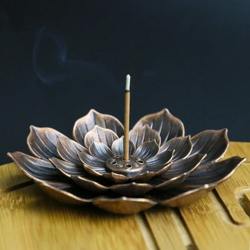 Incense Stick Holder Alloy Lotus Line Incense Burner Yoga Sage Sandalwood Coil Base Bronze Crafs Home Decor Christmas Gift