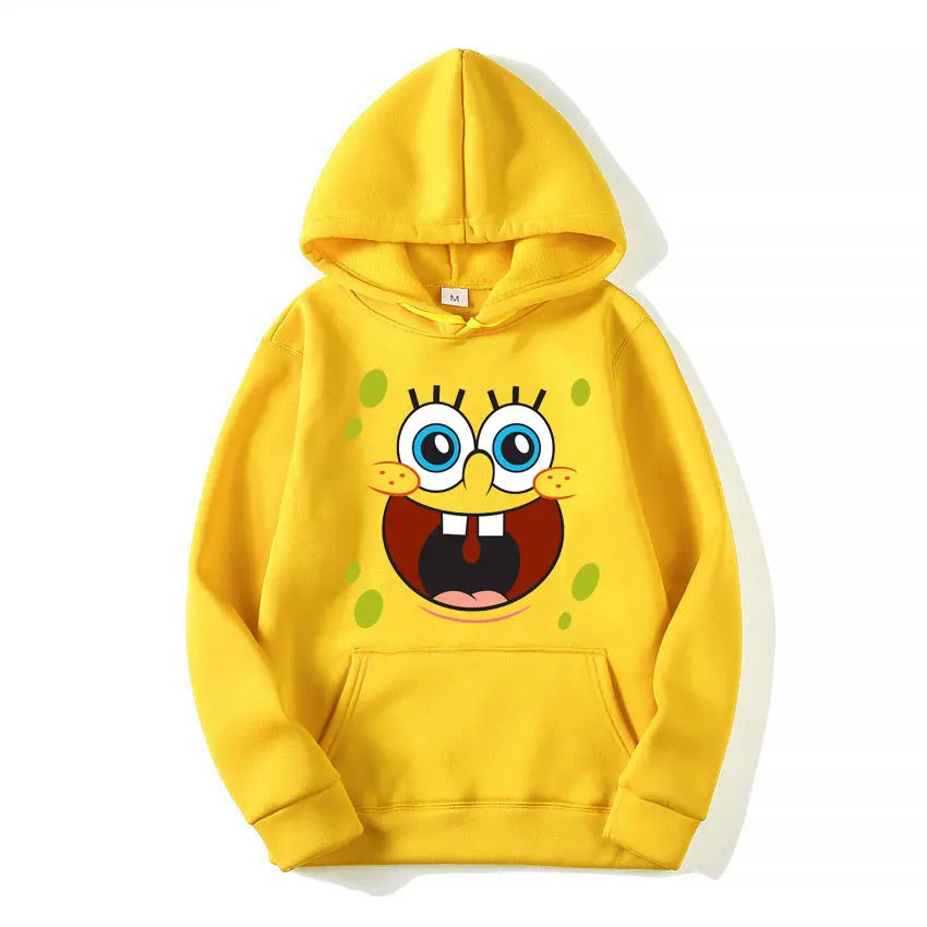 SpongeBob Cartoon Anime Women Hoodie 2024 New Fashion Yellow Men Pullover Tops Spring Autumn Couple Sweatshirt Clothing