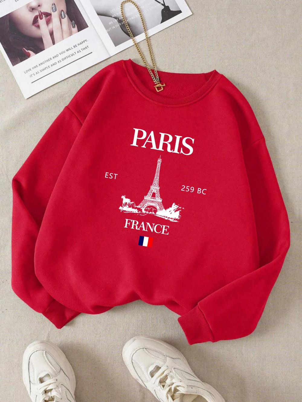 Fashion Womens Hoodie Paris France Eiffel Tower Printing Sweatshirt Warm Fleece Comfortable Pullovers Autumn Female Streetwear