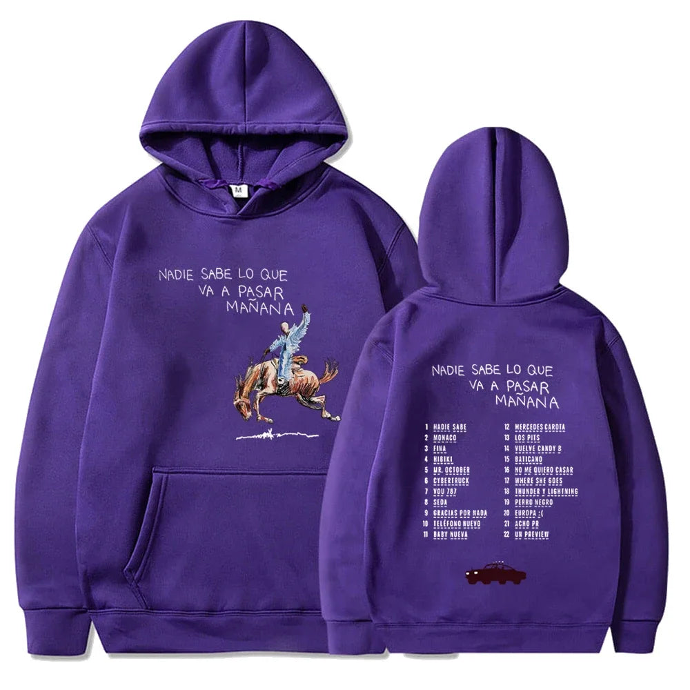 Bad Bunny New Album Nadie Sabe Lo Que Va Pasar Manana Sweatshirts Street Hoodies Clothes Casual Pullovers 90s Bad Bunny Hoodie