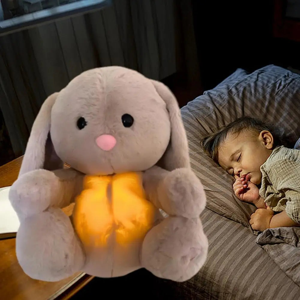 Baby Breath Baby Bear Soothes Otter Plush Toy Doll Baby Kids Soothing Music Baby Sleeping Companion Sound and Light Doll Toy