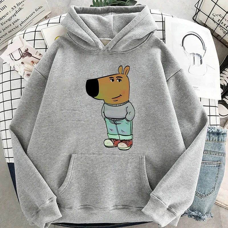 Chill Guy Dog Meme Print Hoodie Harajuku  Pullover Tops Man Woman Sweatshirts Fans Gift Unisex Fashion Casual Autumn Winter Tops