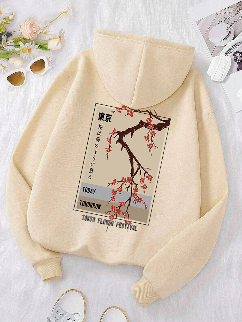 Today Tomorrow Tokyo Flower Festival Hoody Men Women Casual Warm Hoodies Fashion Loose Clothes Fleece Pullover Sweatshirt Couple