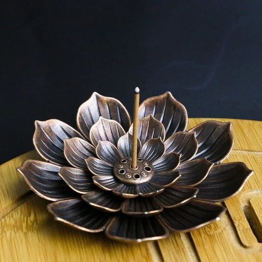 Incense Stick Holder Alloy Lotus Line Incense Burner Yoga Sage Sandalwood Coil Base Bronze Crafs Home Decor Christmas Gift