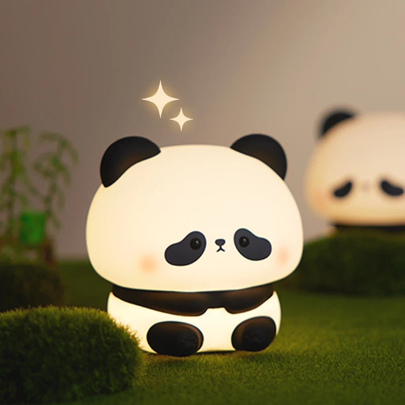 Panda LED Night Light Cute Silicone Night Light USB Rechargeable Touch Night Lamp Bedroom Timing Lamp Decoration Children's Gift